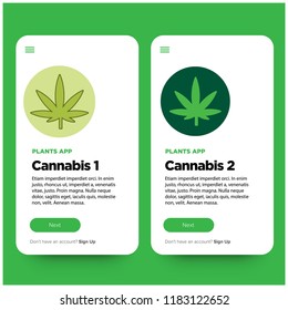 Marijuana App UX UI Design for Smart Phone Screens