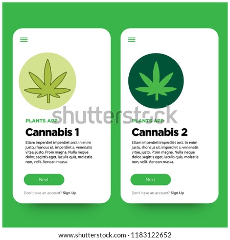 Marijuana App UX UI Design for Smart Phone Screens