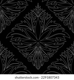Marijuana arabesque motifs tile repeat pattern. Vector illustration seamless pattern background
