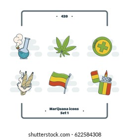 Marijuana Attributes Icons Set One