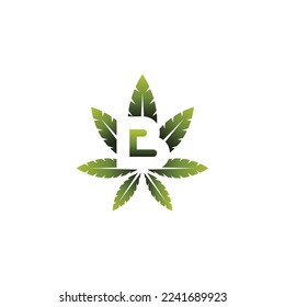 Vector del logotipo de la letra de la marihuana B, adecuado para cualquier negocio de salud, médico o relacionado con el cannabis.