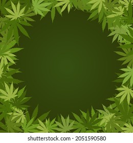 fondo marihuana. patrón de cannabis. el cáñamo deja una pancarta circular.
