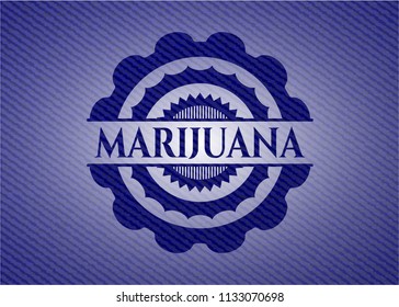 Marijuana badge with jean texture