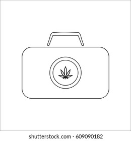 Marijuana bag or box or package symbol simple line icon on background