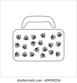 Marijuana bag or box or package symbol simple line icon on background