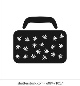 Marijuana bag or box or package symbol simple , silhouette icon on background