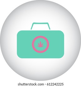 Marijuana bag or box or package symbol simple flat icon on background