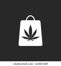 Marijuana bag or package symbol simple , silhouette icon on background