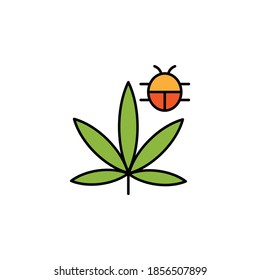 Marihuana, Käfer-Umriss-Symbol. Kann für Web, Logo, mobile App, UI, UX auf weißem Hintergrund verwendet werden