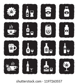 Marijuana Beverages Icons. Grunge Black Flat Design. Vector Illustration. 