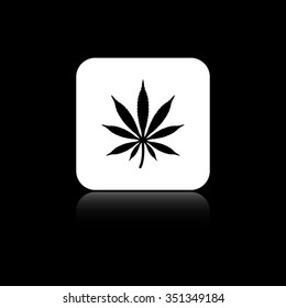 Marijuana - black vector icon on the white button