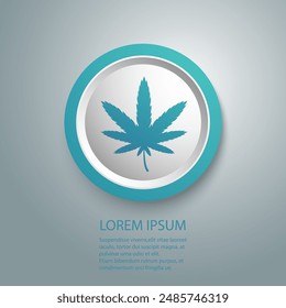 Icono azul de marihuana. Ilustración vectorial