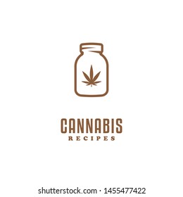 Marijuana Botlle Logo Design Vector Template