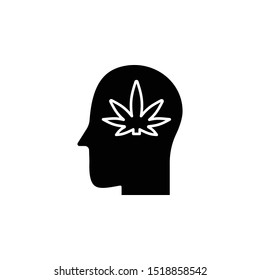 Marijuana, brain, addiction icon. Simple glyph, flat vector of marijuana icons for ui and ux, website or mobile application