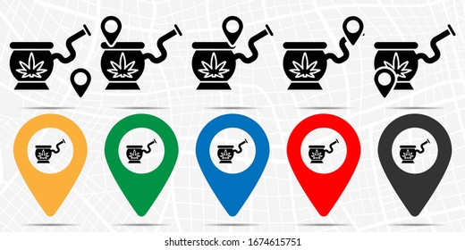 Marijuana, bubbler icon in location set. Simple glyph, flat illustration element of marijuana theme icons