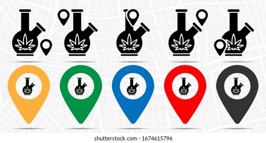 Marijuana, bubbler icon in location set. Simple glyph, flat illustration element of marijuana theme icons