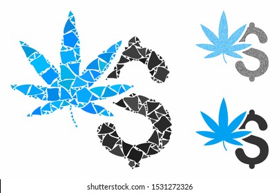 Marijuana business composition of rough items in different sizes and color tones, based on marijuana business icon. Vector joggly items are grouped into collage.