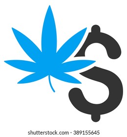 Marijuana Business vector icon. Style is bicolor flat symbol, blue and gray colors, white background.