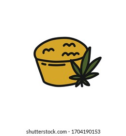 marijuana cake doodle icon, vector illustration
