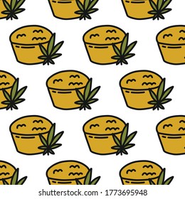 marijuana cake seamless doodle icon sticker, vector illustration