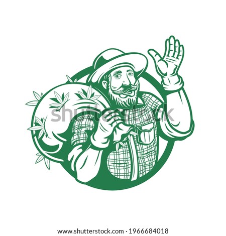 marijuana cannabis farmer logo template vector
