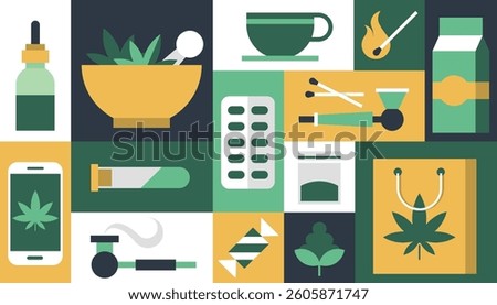 Marijuana cannabis hashish geometric background vector pattern poster banner
