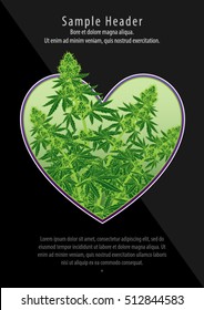 Marijuana Cannabis Heart Flyer Poster Template Layout Vector Illustration
