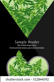 Marijuana Cannabis Heart Flyer Poster Template Layout Vector Illustration
