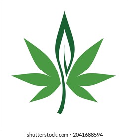 marihuana o cannabis o Hemp con un simple icono de logo plano.