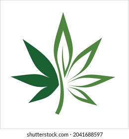 marihuana o cannabis o Hemp con un simple icono de logo plano.