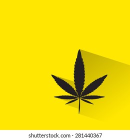marijuana, Cannabis icon with long shadow.