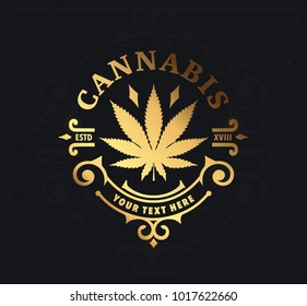 Marijuana, Cannabis Label And Logo Graphic Template.