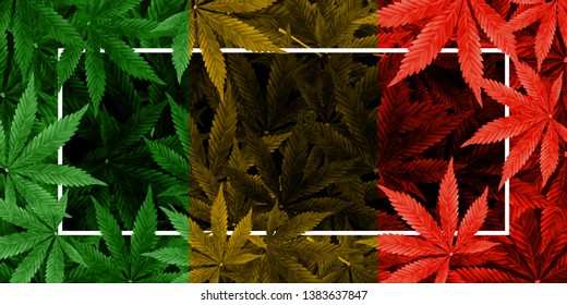 Marijuana or Cannabis Leaf background. Realistic vector illustration of the plant in top view.