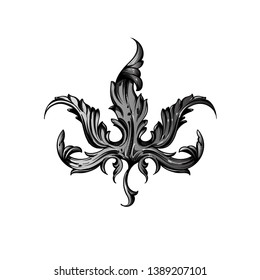 Marijuana, cannabis, leaf, baroque style, vector illustration file.