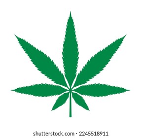 Marijuana Cannabis Leaf Flat Green Vector Illustration