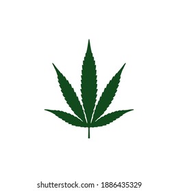 Marijuana or Cannabis leaf icon flat style isolated on white background. Vector illustration