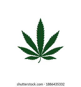 Marijuana oder Cannabis-Blattsymbol im flachen Stil einzeln auf weißem Hintergrund. Vektorgrafik