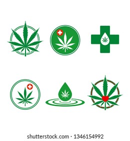 Marijuana or cannabis leaf Icon Logo Template. Isolated emblem on white background.