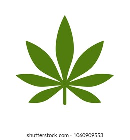 Marijuana or cannabis leaf Icon Vector Logo Template. Isolated illustration on white background.