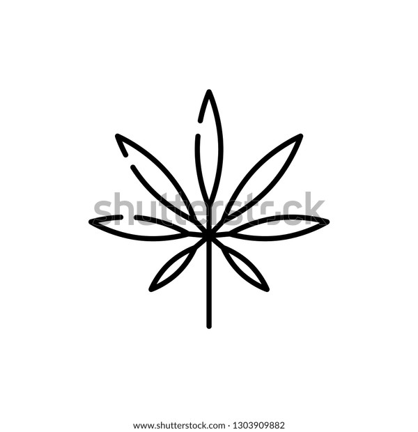 白い背景にマリファナまたは大麻の葉の線のアイコン 麻薬草の細い輪郭のシンボル 雑草の消費や大麻合法化のコンセプトのベクターイラスト のベクター画像素材 ロイヤリティフリー