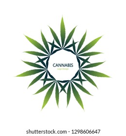 Marijuana, cannabis leaf logo isolated on white background. Element for product branding. vector illustration
