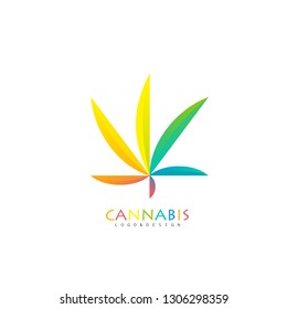 Marijuana, cannabis leaf logo isolated on white background. Element for product branding. vector illustration