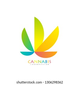 Marijuana, cannabis leaf logo isolated on white background. Element for product branding. vector illustration