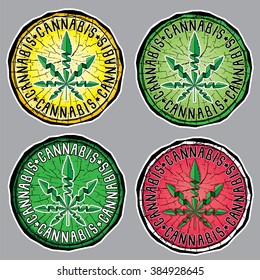 marijuana cannabis leaf symbol design stamps vector illustration
