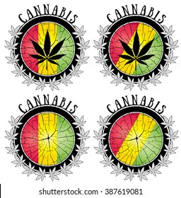 Marijuana cannabis leaf symbol stamps vector illustration