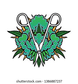 marijuana, cannabis, leaf, vector, weed, illustration, hemp, plant, isolated, design, medical, bud, background, drug, green, white, herb, narcotic, legal, nature, natural, icon, black, smoke, medicina