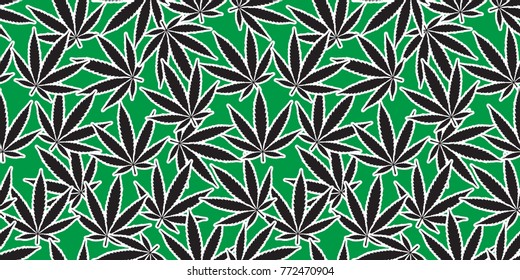 Marijuana cannabis leaf weed vector Seamless Pattern wallpaper