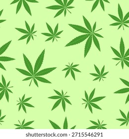 La marihuana o el cannabis deja un fondo de patrón sin fisuras. Hojas de marihuana verde Fondo de pantalla
