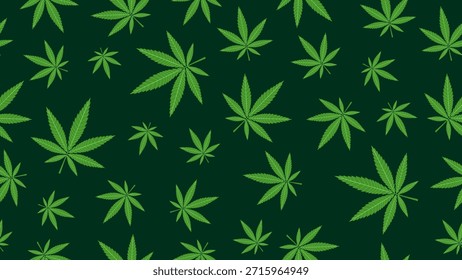 La marihuana o el cannabis deja un fondo de patrón sin fisuras. Hojas de marihuana verde Fondo de pantalla