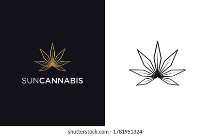 Marijuana / Cannabis Line Art logo Design Vector Inspiration